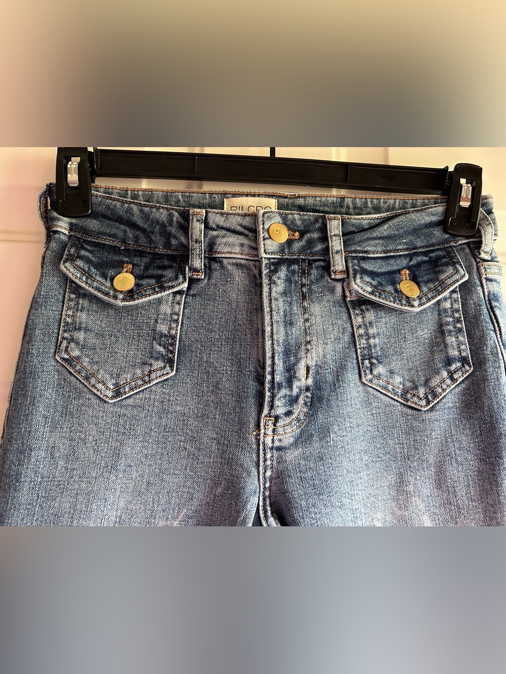 Pilcro Size 25P Wide Leg Jeans High Rise Flap Pockets Stretch NWOT - Picture 5 of 15